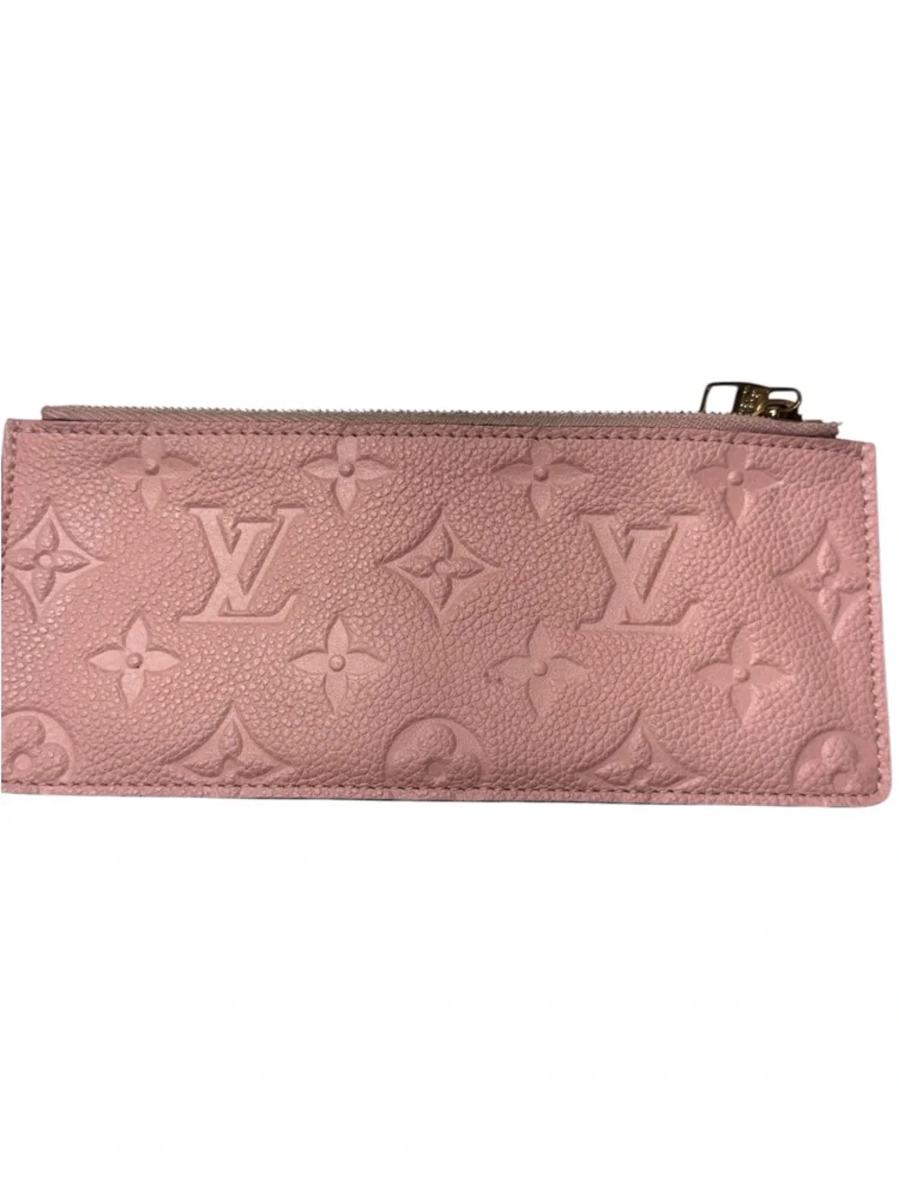 LOUIS VUITTON Rose Ballerine Monogram Empreinte Leather Clemence Long zip wallet